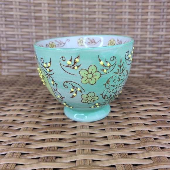 Yokohama Studio Footed Cup Floral Mug Pineapple Green Yellow Hand Painted - Picture 5 of 13